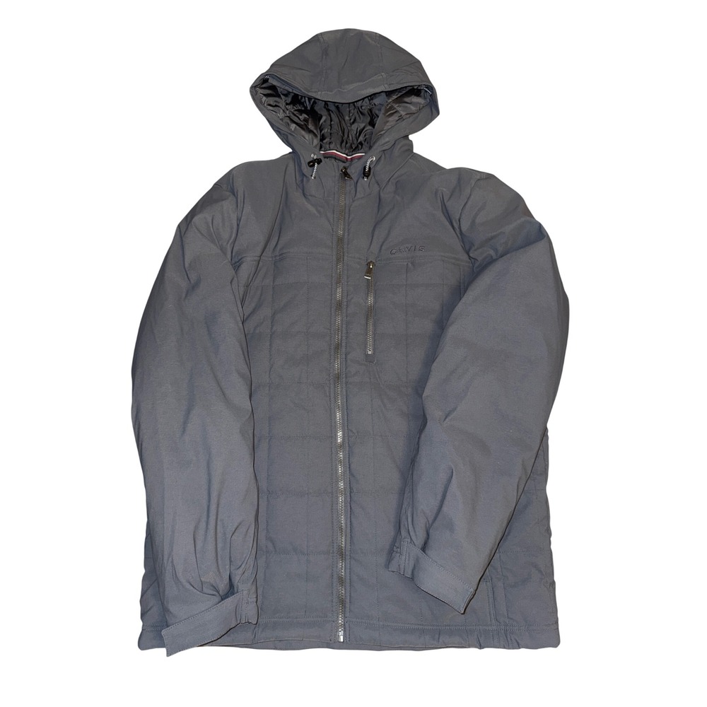 Orvis Mens Classic Collection Hooded Quilted Jacket Gray Large L